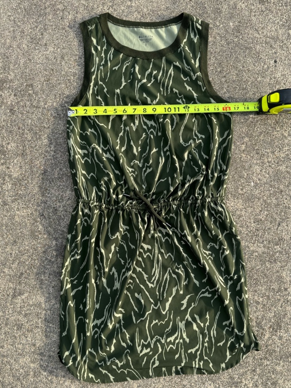Athleta Rincon Olive Green Abstract Printed Sleeveless Athletic Tank Dress S - Picture 5 of 10